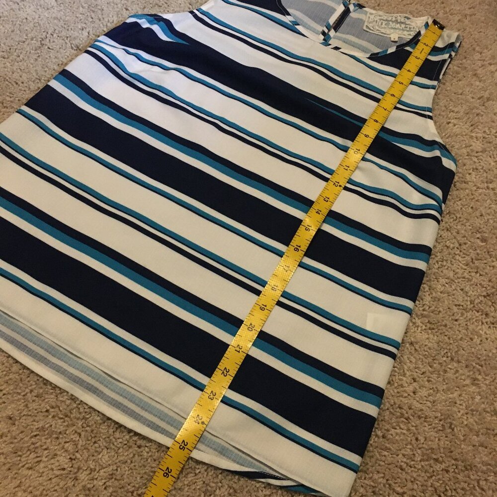 Pink Martini Blue Track Stripe Nautical Sleeveless Tank Top - Picture 14 of 14
